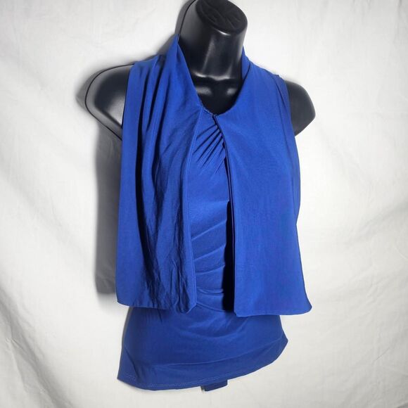 Vintage 90s y2k Blue preppy draped top - Picture 1 of 4
